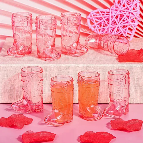 Miniatura 4 de 24 vasos de plástico para botas vaqueras de 1 onza, tazas de cerveza de plástico occidental, tazas reutilizables para botas de vaquero para vaquera