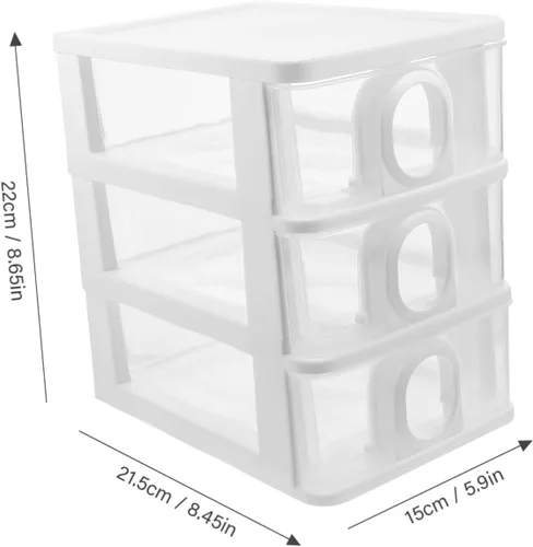 Miniatura 3 de PRETYZOOM Organizador de cajones de escritorio Caja de almacenamiento de escritorio de 3 capas, organizador de maquillaje, papelería de escritorio