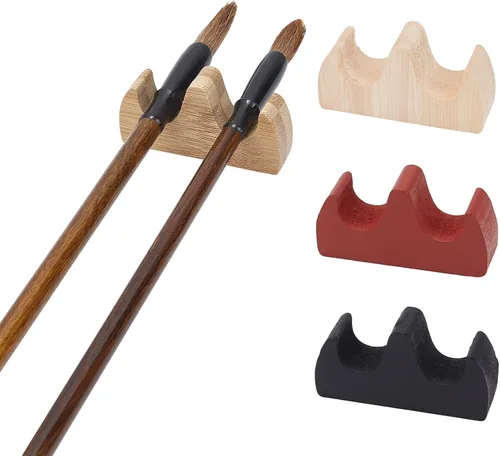 PH PandaHall Soporte para pinceles de pintura de 4 colores, soporte de pincel de caligrafía en forma de fuego, soporte de madera para pinceles de