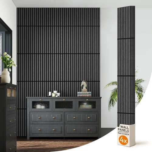 Miniatura 10 de Upick Paneles de pared acústicos plegables, paquete de 4 paneles de madera MDF de 48 x 12.6 pulgadas para pared, paneles de pared absorbentes