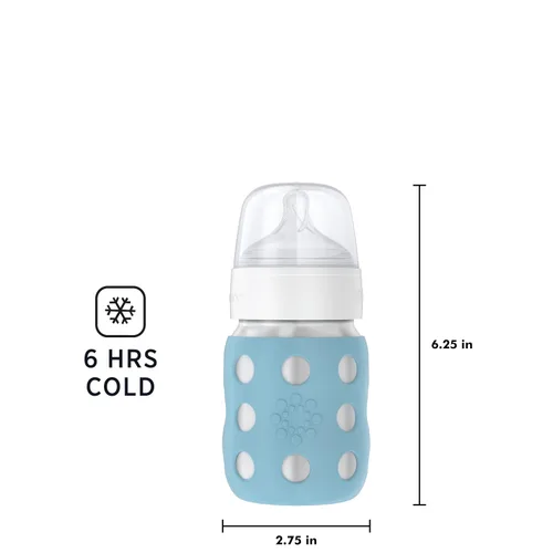 Miniatura 5 de Lifefactory Biberón de cuello ancho aislado al vacío de acero inoxidable de 8 onzas con pezón etapa 2 (3-6 meses) melón (LS2211WCA4)