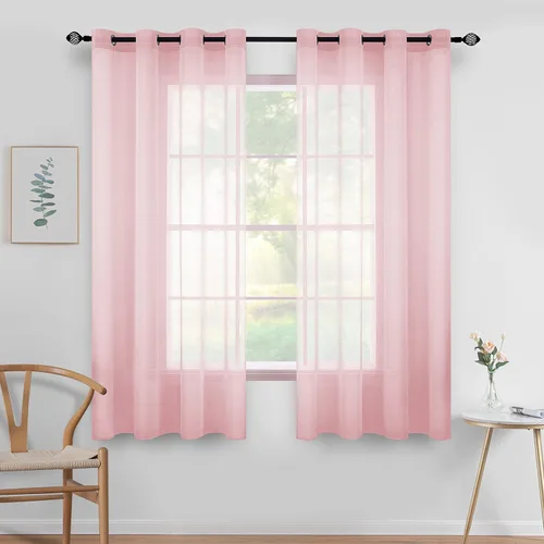Miniatura 24 de MIULEE - Cortinas transparentes para ventana (2 paneles). Cortinas elegantes., Poliéster & Mezcla de poliéster, Blanco