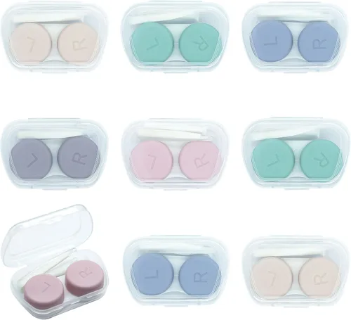 Paquete de 8 bonitas fundas para lentes de contacto, estuche portátil de contacto ocular con herramienta aplicadora y herramienta de eliminación de
