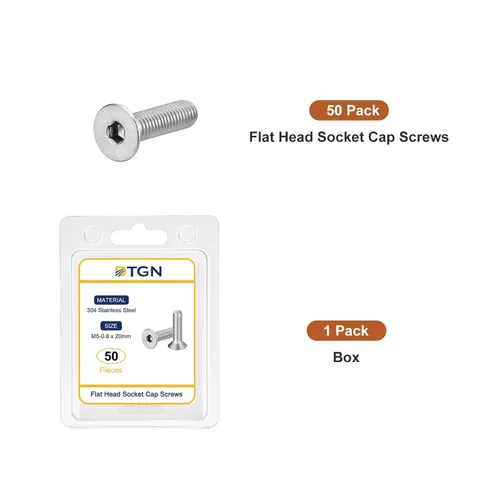 Miniatura 7 de DTGN Tornillos de cabeza plana M5-0.031 x 0.787 in, paquete de 50 tornillos de cabeza plana de acero inoxidable 304, rosca completa, pernos