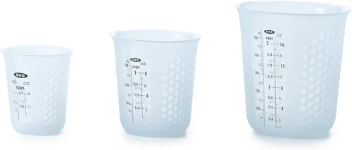 Miniatura 7 de 1 taza de medir de silicón para exprimir y verter, con patrón Stay-Cool, de la marca Oxo Good Grips, Transparente