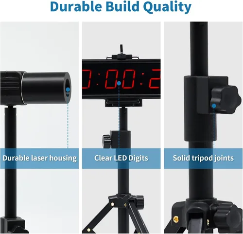 Miniatura 6 de Temporizador de Reloj de Láser con Batería Incorporada – Sistema de Cronometraje de Puerta Láser con Cable para Carreras de Velocidad, Eventos