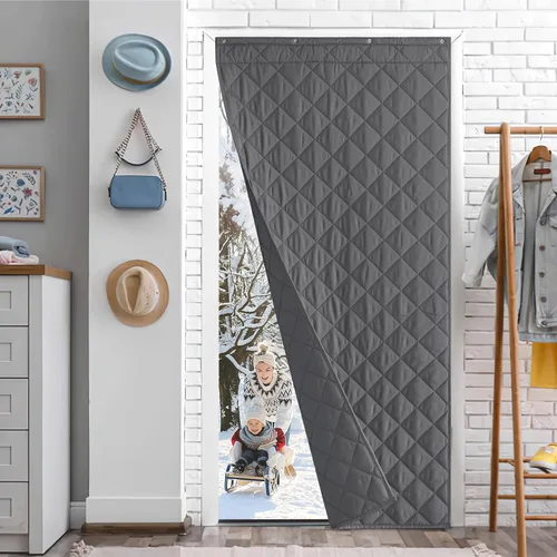 Miniatura 22 de NICETOWN Cortina de puerta con aislamiento térmico, opaca, ahorro de energía, con 3 formas de colgar, material grueso, fácil de instalar, mantiene