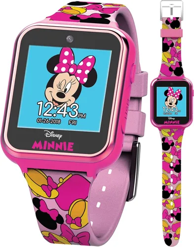 Disney Minnie Mouse Reloj inteligente interactivo para niños – Reloj con pantalla táctil con cámara, juegos, grabadora de voz, contador de pasos,
