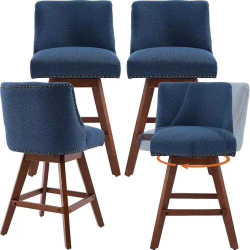 Miniatura 11 de Juego de 2 taburetes de bar giratorios modernos, taburetes de bar de 26.6 pulgadas de altura de mostrador beige con respaldo para isla de cocina