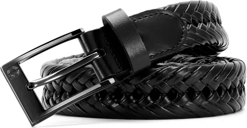Miniatura 7 de CHAOREN Cinturones trenzados de cuero para hombre, cinturón de cuero tejido casual de 1 1/8 pulgadas para pantalón de vestir