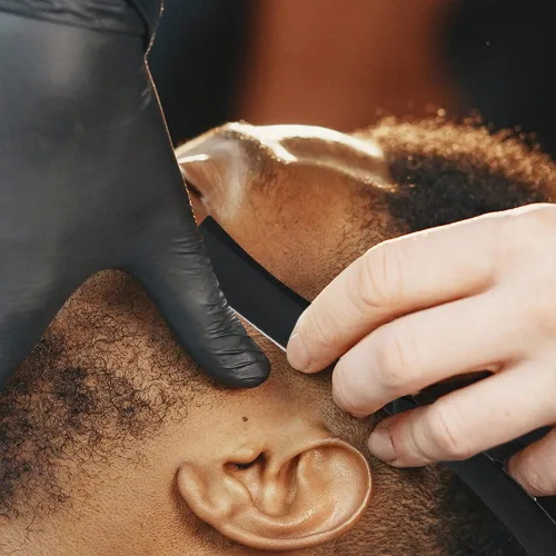 Miniatura 7 de Navaja de afeitar recta con estropa - Afeitadora profesional de borde recto de acero inoxidable premium para barbero con estropa para afeitado
