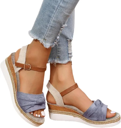 Miniatura 8 de Sandalias ortopédicas de moda para mujer, pantuflas para caminar con soporte de arco, puntera abierta, correa de tobillo, alpargatas de plataforma