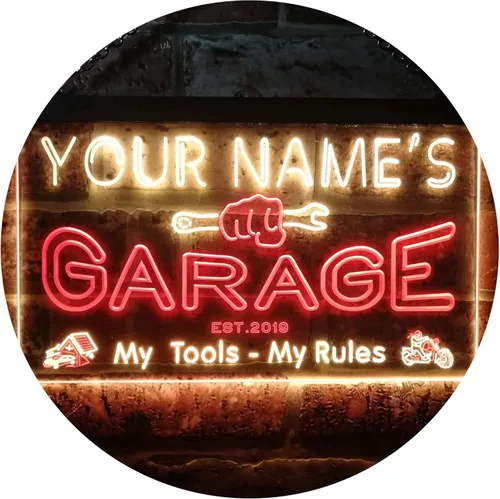 Miniatura 23 de ADVPRO personalizado: tu nombre, año de fundación, tema de garaje, cueva para hombres. Decoración con luz de neón LED de doble color, verde y Verde