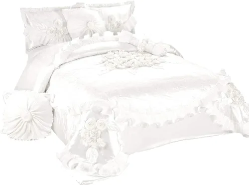 Miniatura 21 de Tache Home Fashion Cinnnamon - Juego de edredón victoriano con volantes florales ((6 piezas), King, canela Chai (VEMA1612-K)