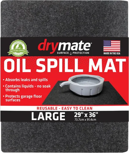 Drymate - Alfombra absorbente de aceite, reutilizable, protege la superficie del suelo del garaje (fabricado en los Estados Unidos), Carbón
