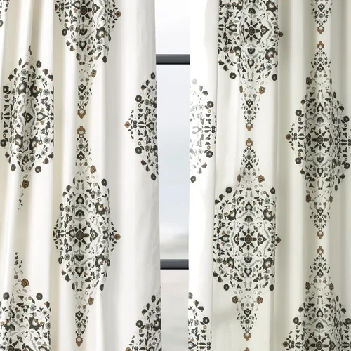 Miniatura 7 de HPD Half Price Drapes Cortinas florales de algodón de lujo con estampado de 84 pulgadas de largo (1 panel), modernas cortinas de oscurecimiento
