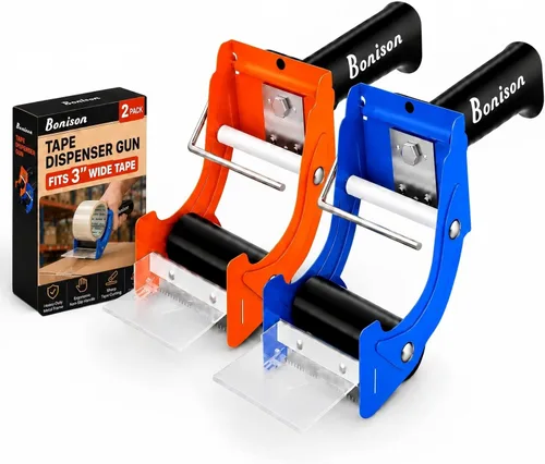 Dispensador profesional de pistola de cinta de 3 pulgadas, paquete de 2 dispensadores de cinta de embalaje resistente para cajas de envío, recarga