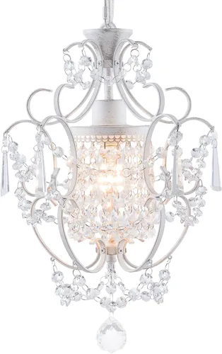 Miniatura 10 de Candelabro de Cristal Mini Moderno, Lámparas de Luz de Cristal de Hierro Bronce Montaje en Techo 1 Luz Candelabros Pequeños para Dormitorio
