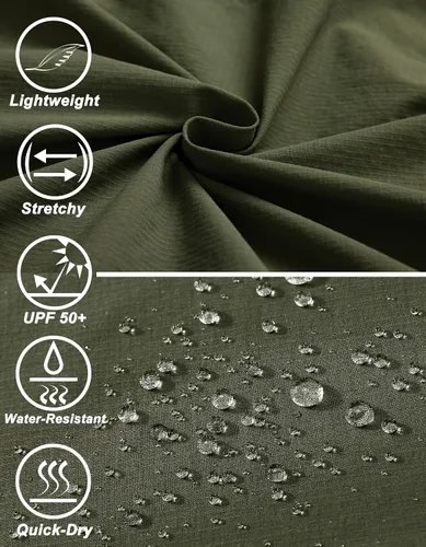 Miniatura 5 de WENRONSTA Pantalones cargo de senderismo para hombre, secado rápido, ligeros, impermeables, 6 bolsillos, para exteriores, pesca, montaña