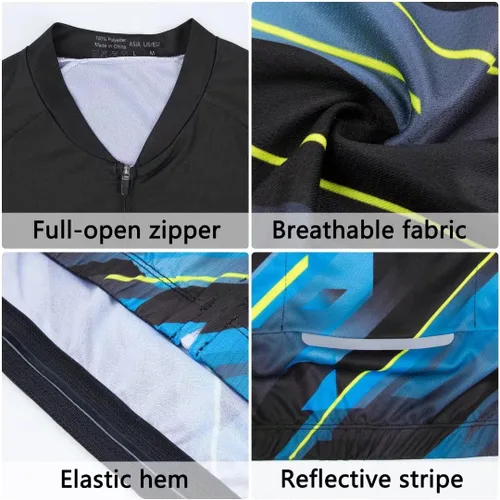 Miniatura 4 de ROTTO Camiseta de ciclismo para hombre, manga corta, para ciclismo