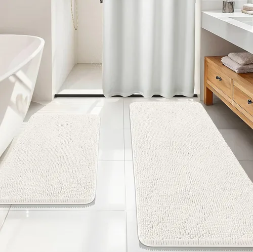 Miniatura 57 de OLANLY Juego de alfombras de baño de 2 piezas, alfombras de baño de chenilla suave y absorbente y alfombra de contorno en forma de U para inodoro