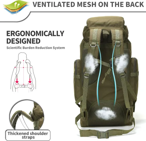 Miniatura 3 de King'sGuard 70L Camping Hiking Backpack for Men Women Large Military Tactical Backpack Molle Rucksack Backpack for Outdoor Verde militar