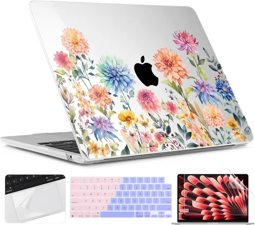 Miniatura 17 de TWOLSKOO Funda para MacBook Air de 15 pulgadas 2025 2024 2023 versión M4 A3241 M3 A3114 M2 A2941, carcasa rígida de plástico y protector