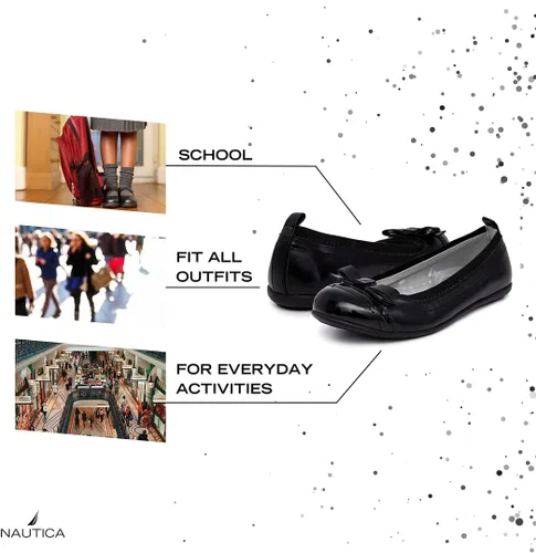 Miniatura 4 de Nautica Zapatos bajos de bailarina para niña, zapatos de ballet Mary Jane para bebés, niños pequeños y niños grandes, ligeros y cómodos