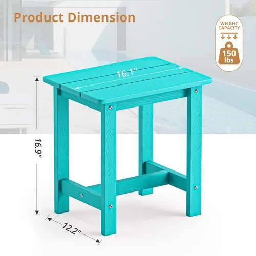 Miniatura 3 de LUE BONA - Mesa auxiliar para exteriores, mesa pequeña de exterior HDPS, mesa auxiliar Adirondack, mesa auxiliar de exterior para patio, porche