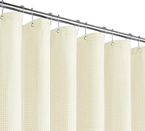 Miniatura 29 de Gibelle Cortina de Ducha Pequeña para Cabina 36 x 72 pulgadas, Cortina de Ducha de Tela Texturizada de Tejido Gofre Medio Estrecho para Baño, Beige