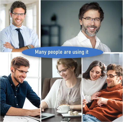 Miniatura 6 de Paquete de 3 lentes de lectura para hombre, ligeros de metal medio marco de metal con bloqueo de luz azul, lectores de computadora