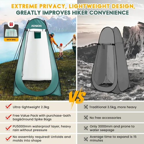 Miniatura 4 de Pop Up Privacy Shower Tent, Portable Changing Dressing Room with Carry Bag, Waterproof Sun Shelter for Camping, Beach, Hiking & Outdoor Activities.