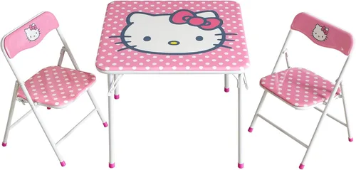 Miniatura 13 de Idea Nuova Juego de muebles de 3 piezas con 1 mesa cuadrada y 2 sillas plegables para niños, Strawberry Shortcake Tarta de Fresa