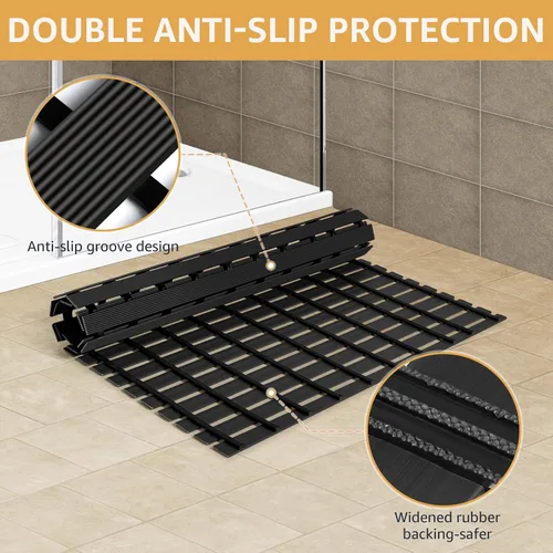 Miniatura 5 de Yolife Tapete de ducha grande de PVC, 35.4 x 24 pulgadas, con ventosa, antideslizante, fácil de cortar y rizar, tapete de ducha resistente