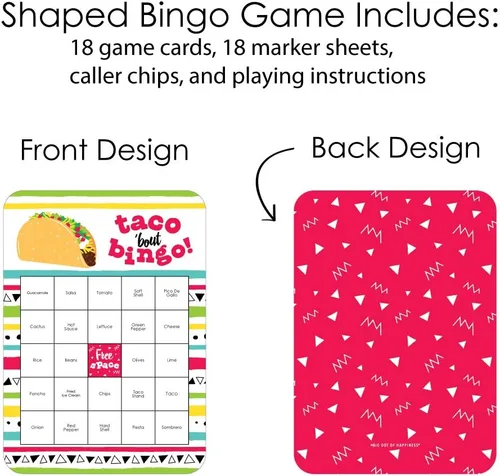 Miniatura 3 de Big Dot of Happiness Taco 'Bout Fun - Tarjetas de bingo y marcadores - Juego de bingo de fiesta mexicana - Juego de 18