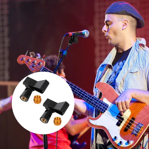 Miniatura 7 de 2 clips de micrófono, clip de montaje de micrófono ajustable, clip de soporte de micrófono, soporte de abrazadera de micrófono con adaptador macho