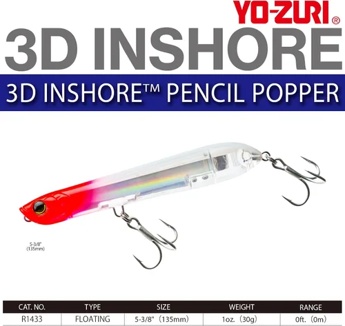 Miniatura 3 de Yo-Zuri 3D Inshore Pencil Popper, Floating Salmonete real