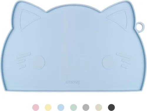 Miniatura 14 de Coomazy Tapete de alimentación para gatos y perros, tapete de silicona antideslizante más grueso con borde elevado, impermeable para alimentos