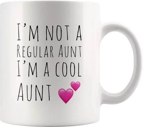 Miniatura 9 de Panvola Taza de café de cerámica con texto en inglés "I'm Not A Regular Aunt I'm A Cool Aunt", regalo para el Día de la Madre de sobrino, hermana