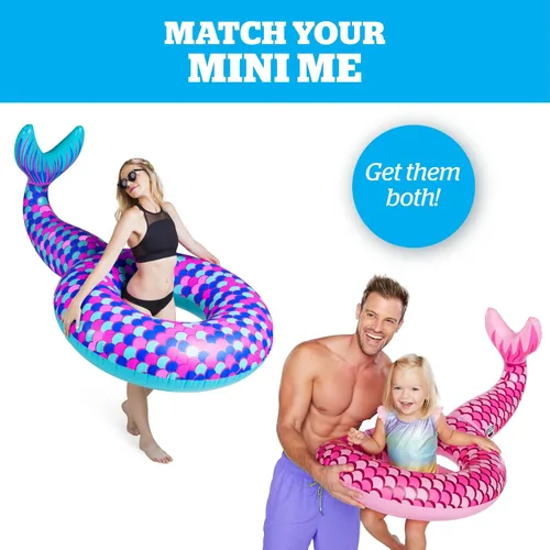 Miniatura 5 de Flotador de agua Lil - Flotadores de piscina para bebés y niños de 1 a 3 años, para nadadores principiantes, fácil de inflar y duradero, mini sirena