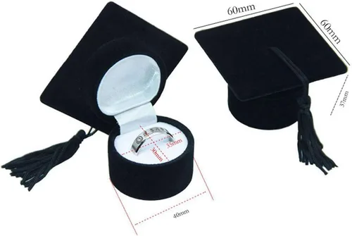 Miniatura 6 de Amosfun Caja de anillo con forma de sombrero de doctor, regalo de graduación, organizador creativo, caja de almacenamiento, soporte para anillo