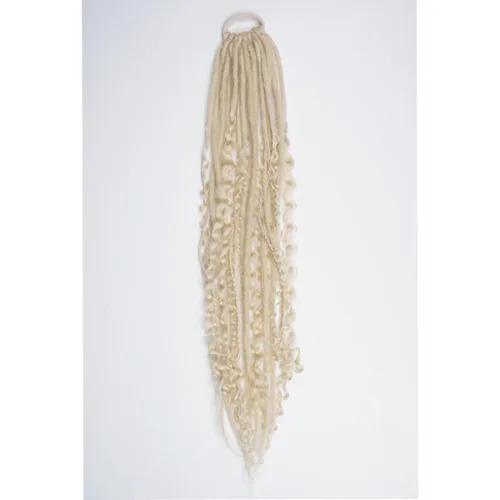 Miniatura 6 de Extensiones de cabello de cola de caballo elásticas mixtas 3 en 1, 24 pulgadas de largo, cola de caballo vikinga trenzada a mano, 1 unidad, rubio
