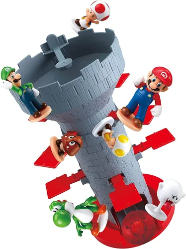 Epoch Games Super Mario Blow Up! Shaky Tower Juego de equilibrio – Juego de habilidad y acción de mesa con figuras de acción coleccionables de Super