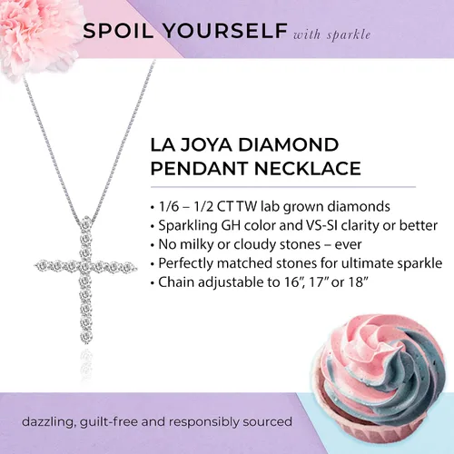 Miniatura 4 de La Joya Collar de cruz de diamante cultivado en laboratorio de 16-12 CT para mujer Deslumbrante collar con colgante de cruz de diamante para mujer