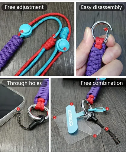 Miniatura 5 de Cordones para teléfono celular alrededor del cuello, cordón de muñeca para llaves, cordones para insignias de identificación, cordón ajustable