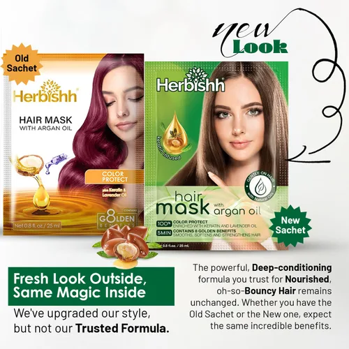 Miniatura 2 de Herbishh Mascarilla capilar de argán, acondicionador e hidratación profundos para un cabello de aspecto más saludable, 0.8 fl oz para cabello muy