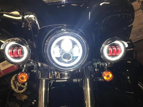 Miniatura 7 de LX-LIGHT lámparas Cree LED para niebla, 2 unidades, cromadas, de 4.5 pulgadas para motocicletas Harley Davidson