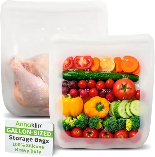 Miniatura 26 de Bolsas de Alimentos Reutilizables, Paquete de 12 Bolsas de Almacenamiento de Alimentos 100% Silicona que se Mantienen de Pie con Cierre Hermético