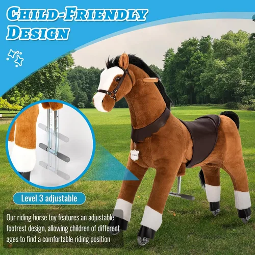Miniatura 7 de Pony de acción UFREE, paseo en juguete, caballo móvil mecánico, diversión para niños de 3 a 9 años, altura de 36 pulgadas, M