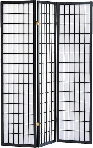 Miniatura 2 de GTU Furniture, divisor de habitaciones estilo japonés de 3 paneles, pantalla Shoji de madera, oriental para el hogar/oficina (negro)